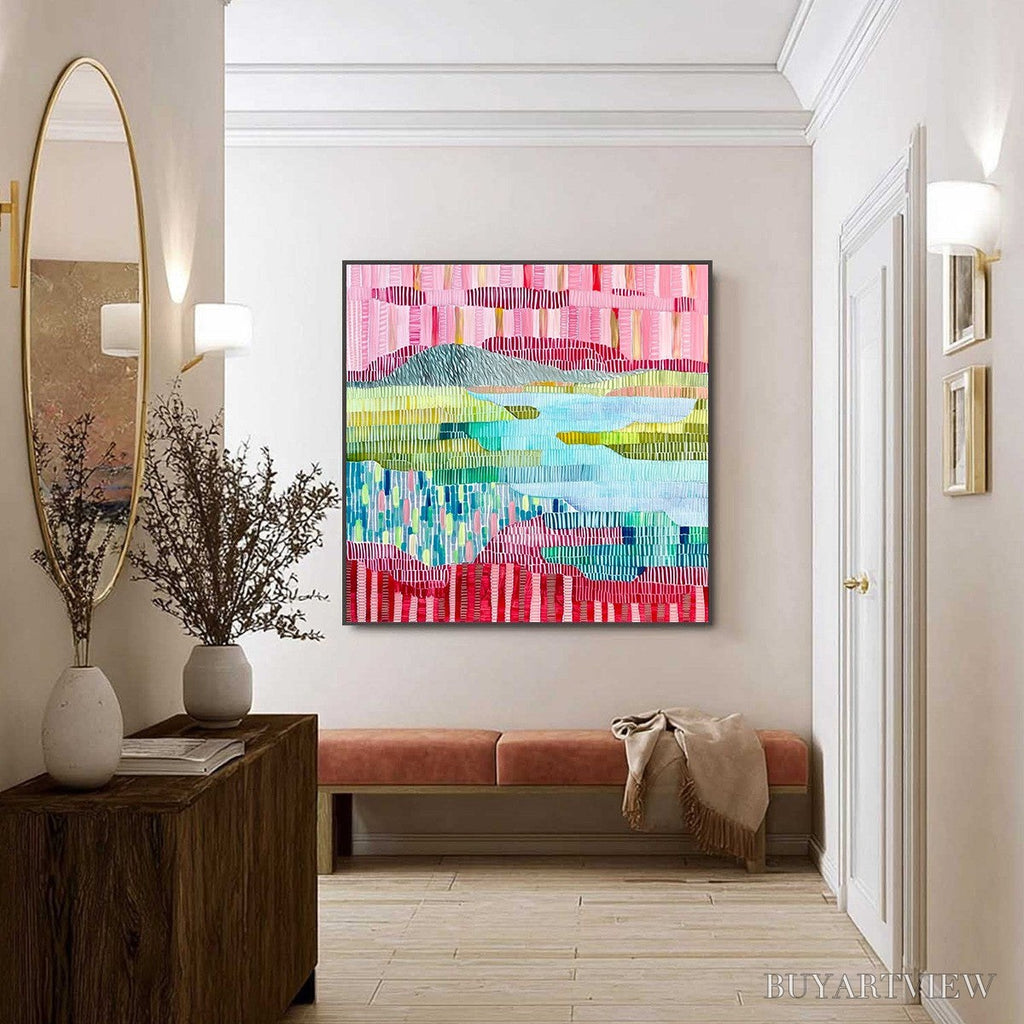 ARTOVITAS Chromatic Weave – Colorful Abstract Textured Landscape Painting - image 6