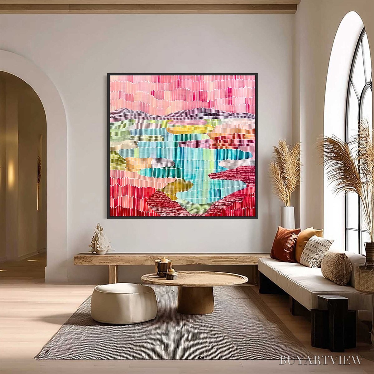 ARTOVITAS Mosaic Sunrise – Colorful Textured Abstract Landscape Painting - image 2