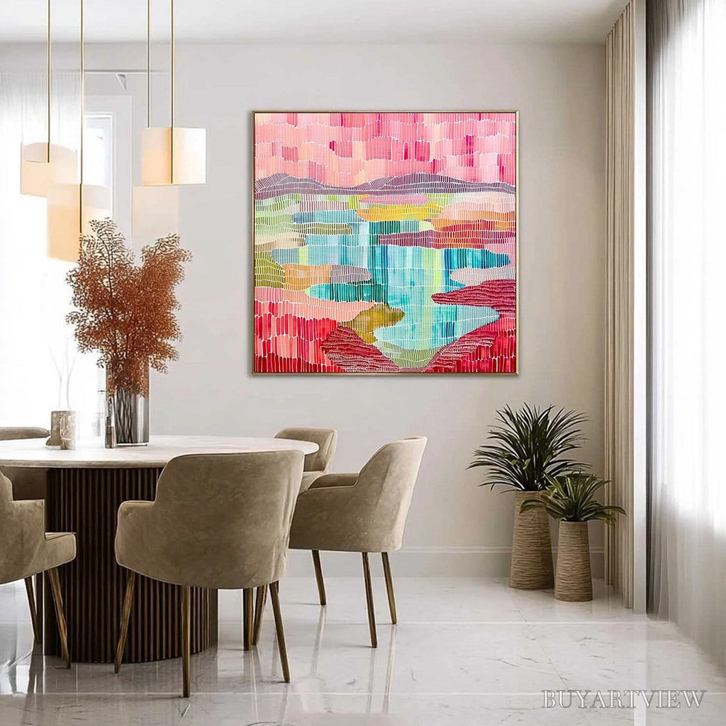 ARTOVITAS Mosaic Sunrise – Colorful Textured Abstract Landscape Painting - image 4