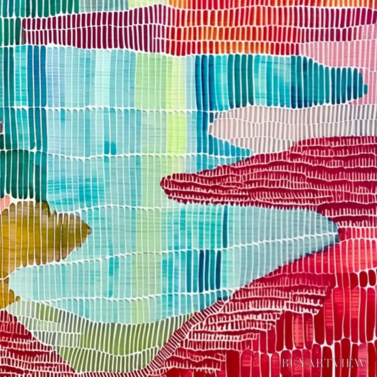 ARTOVITAS Mosaic Sunrise – Colorful Textured Abstract Landscape Painting - image 5