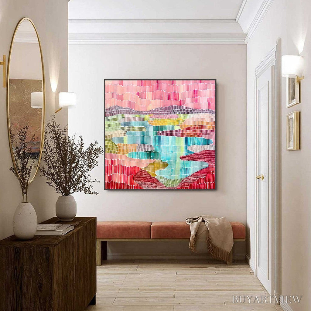 ARTOVITAS Mosaic Sunrise – Colorful Textured Abstract Landscape Painting - image 6