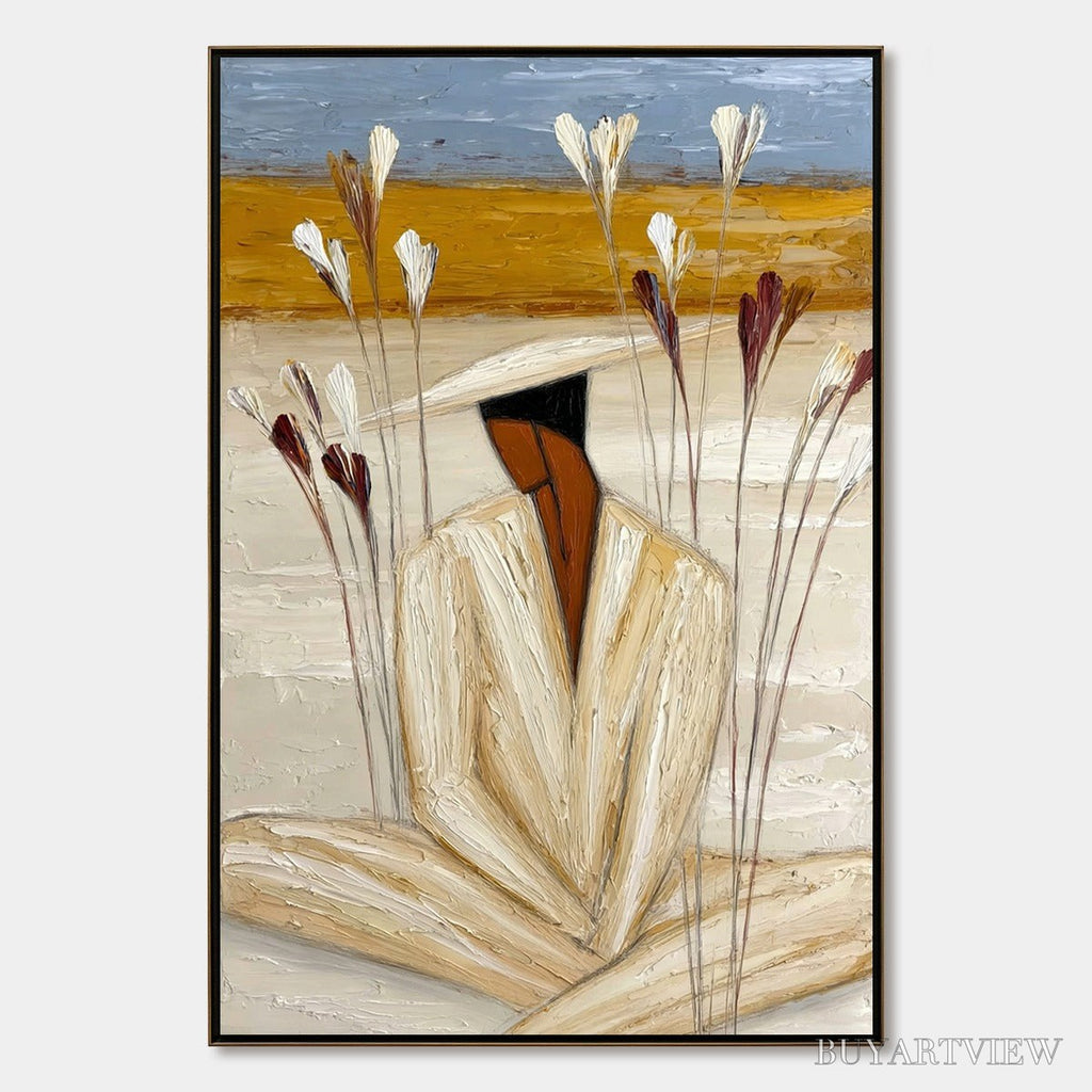 ARTOVITAS Quiet Repose – Textured Figurative Painting of a Person in Contemplation - image 1