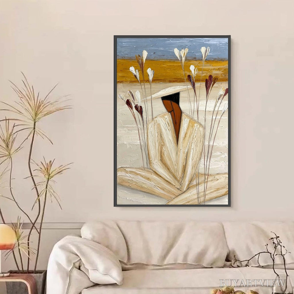 ARTOVITAS Quiet Repose – Textured Figurative Painting of a Person in Contemplation - image 2