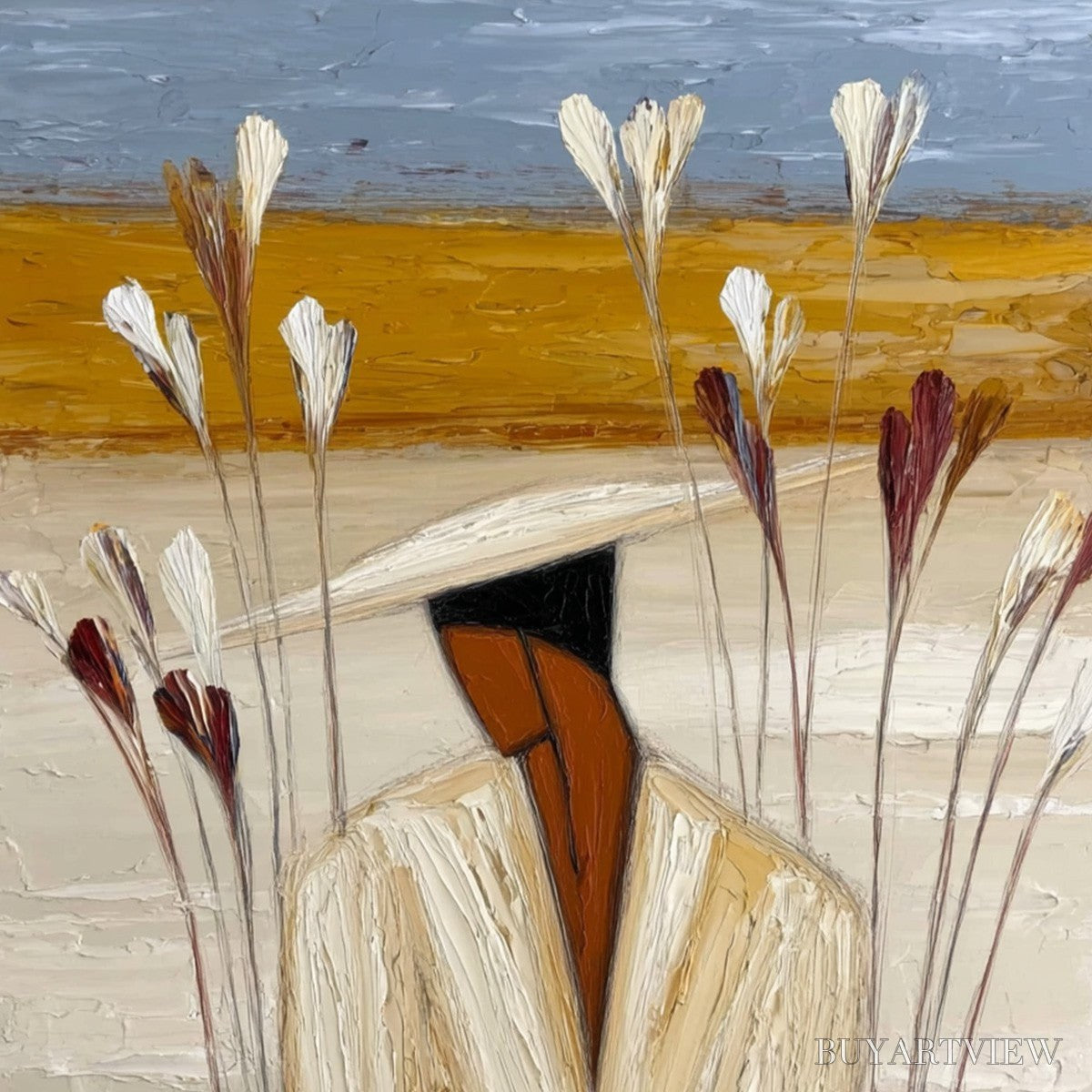 ARTOVITAS Quiet Repose – Textured Figurative Painting of a Person in Contemplation - image 3