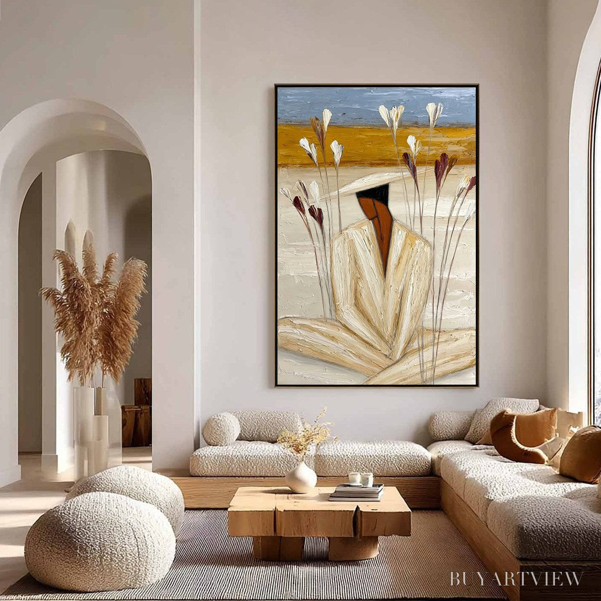 ARTOVITAS Quiet Repose – Textured Figurative Painting of a Person in Contemplation - image 4