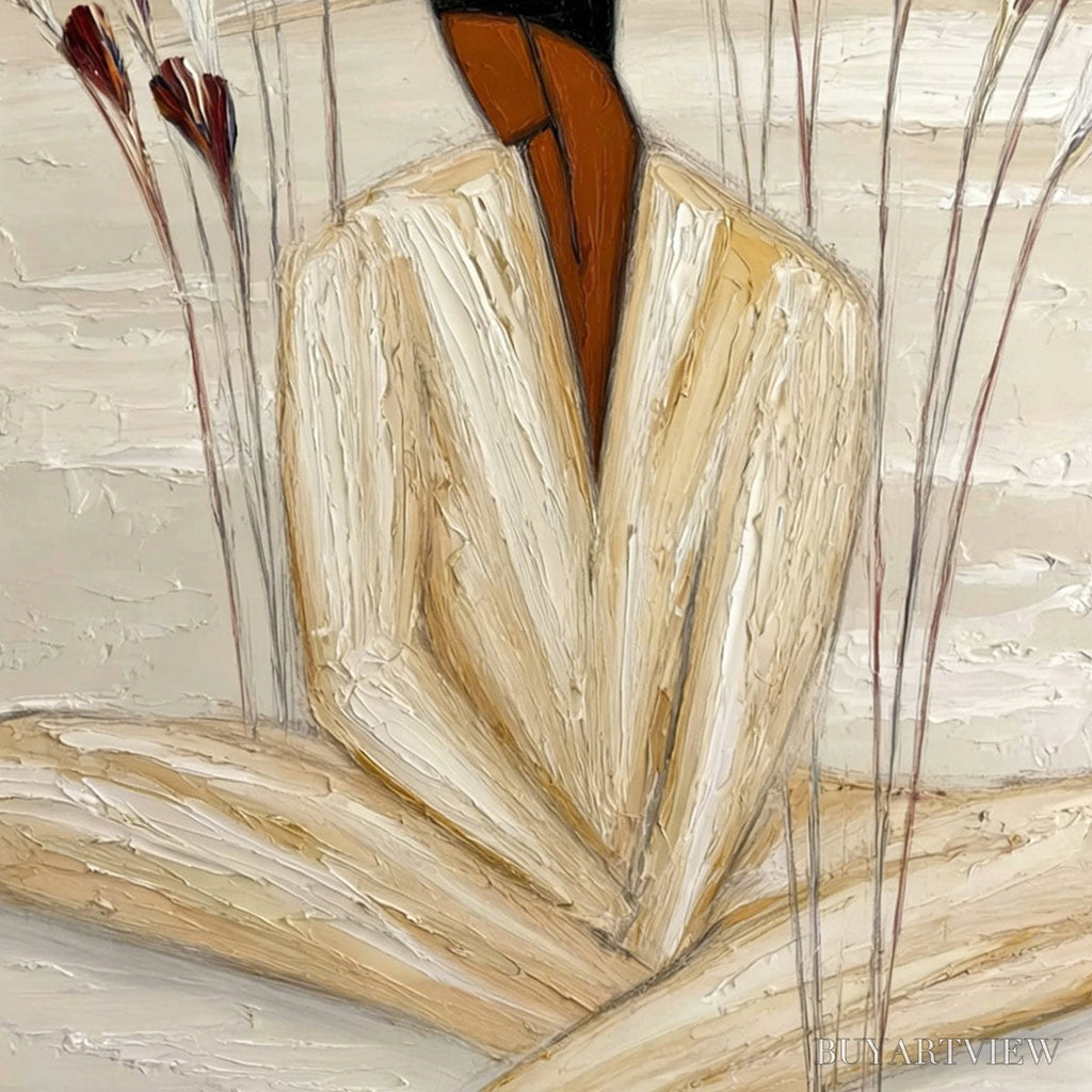 ARTOVITAS Quiet Repose – Textured Figurative Painting of a Person in Contemplation - image 5
