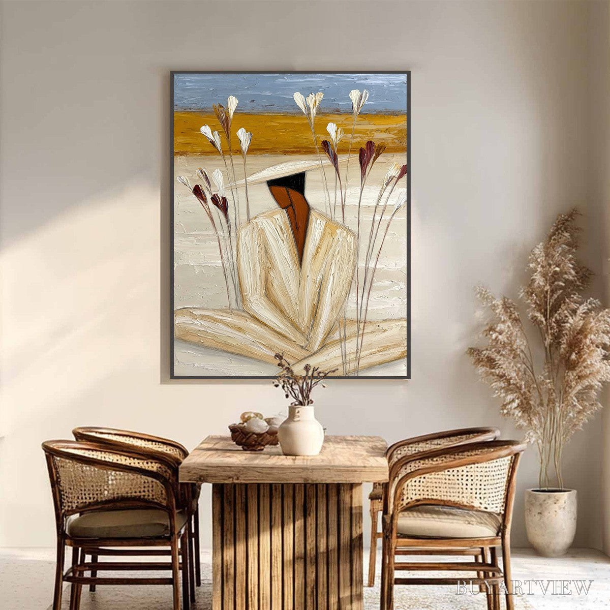 ARTOVITAS Quiet Repose – Textured Figurative Painting of a Person in Contemplation - image 6