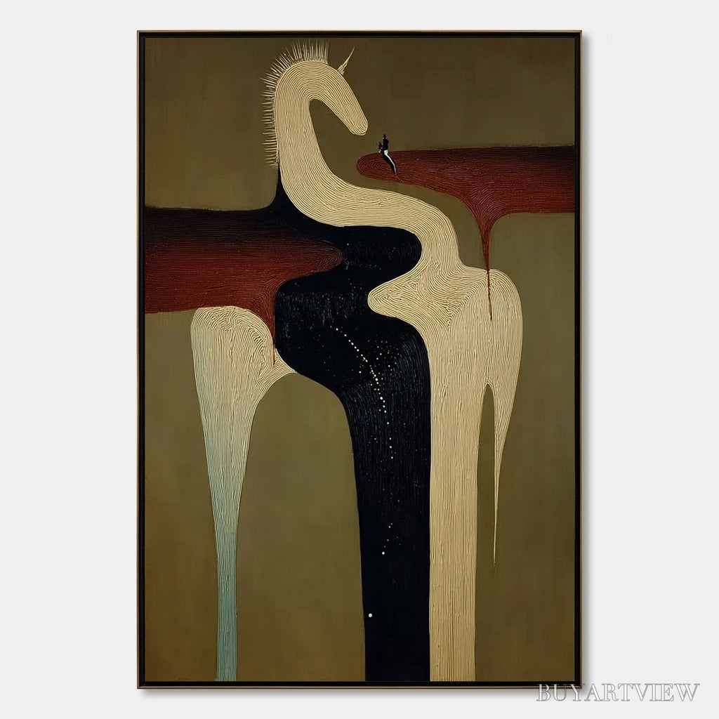 ARTOVITAS the Voyager'S Steed – Textured Abstract Unicorn Painting for Modern Decor - image 1
