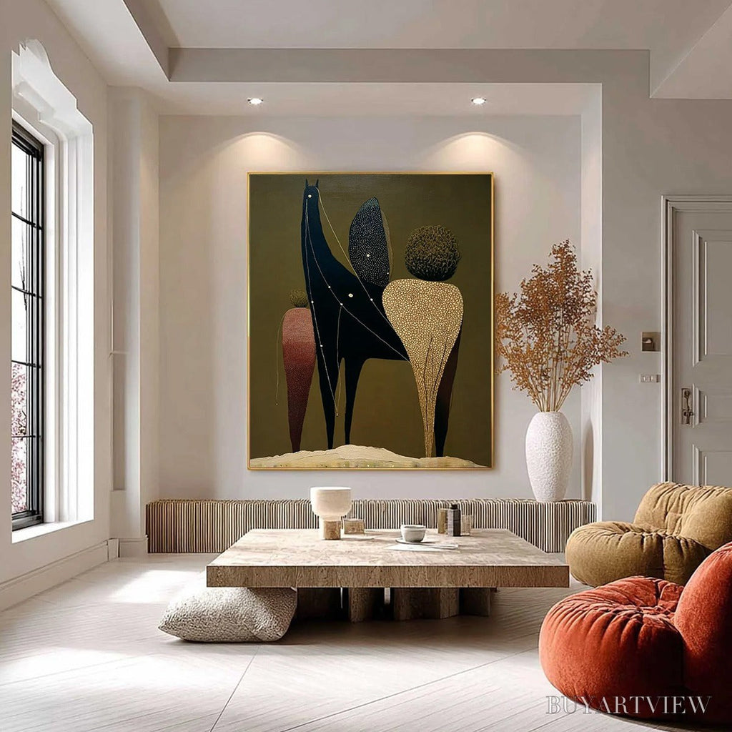 ARTOVITAS Celestial Caravan – Abstract Figurative Painting with Earthy Tones - image 2