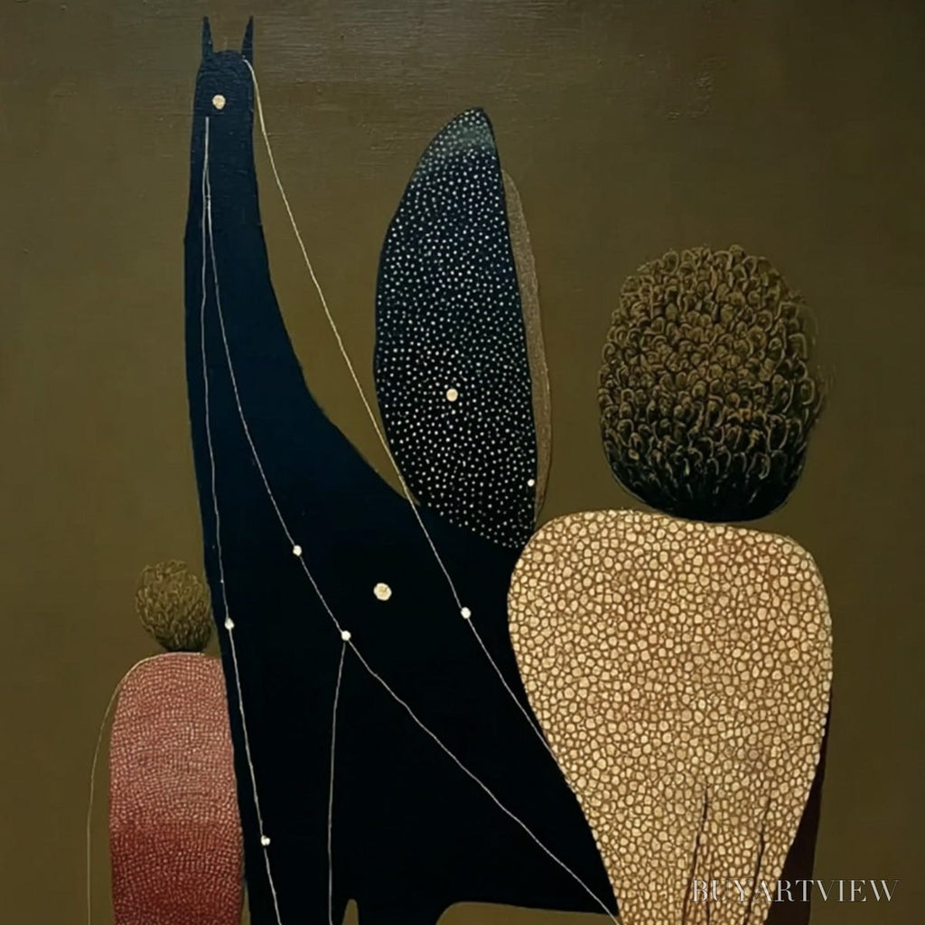 ARTOVITAS Celestial Caravan – Abstract Figurative Painting with Earthy Tones - image 3