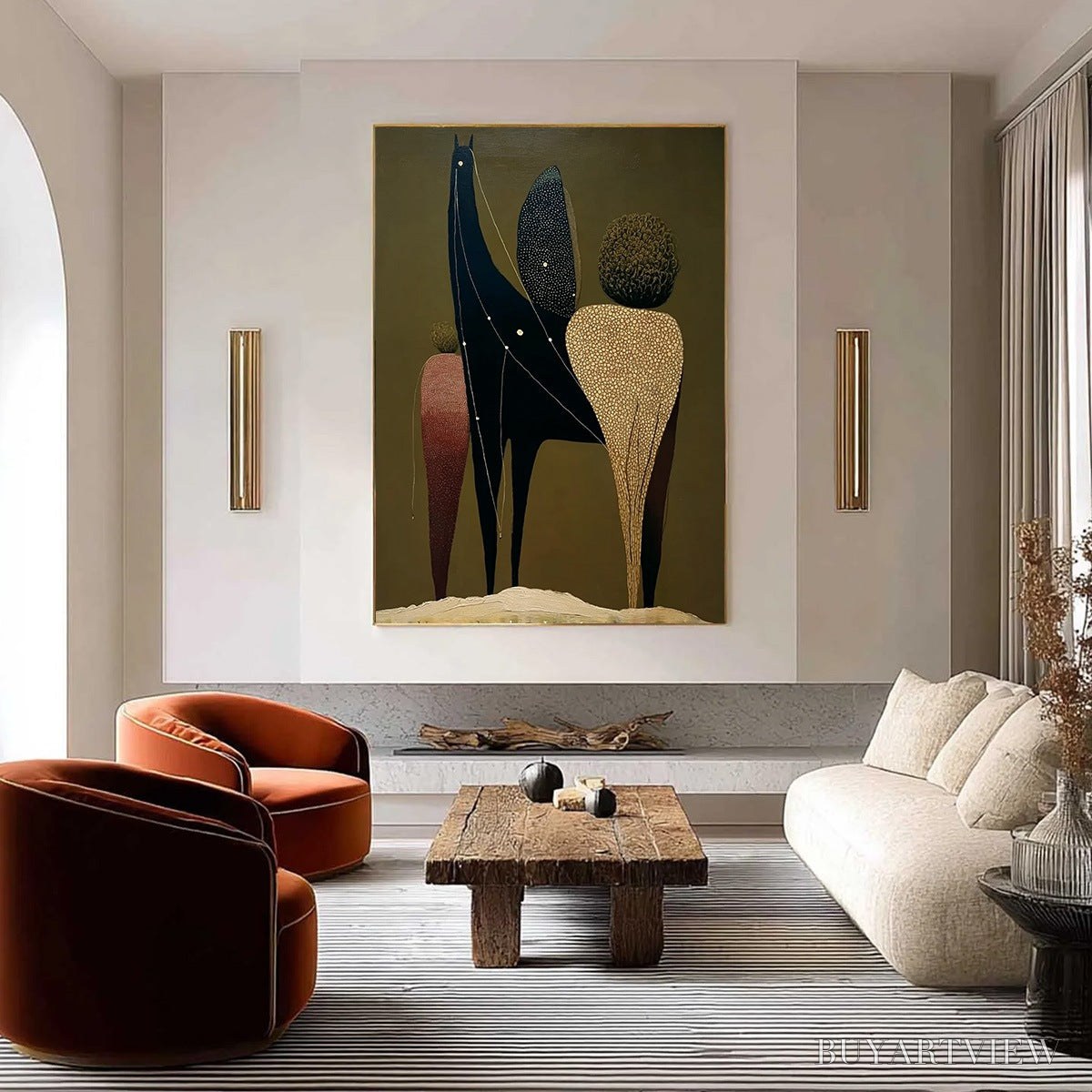 ARTOVITAS Celestial Caravan – Abstract Figurative Painting with Earthy Tones - image 4