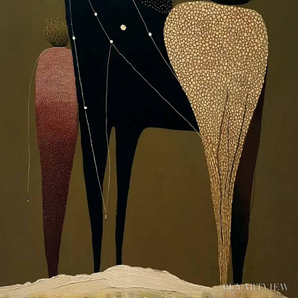 ARTOVITAS Celestial Caravan – Abstract Figurative Painting with Earthy Tones - image 5