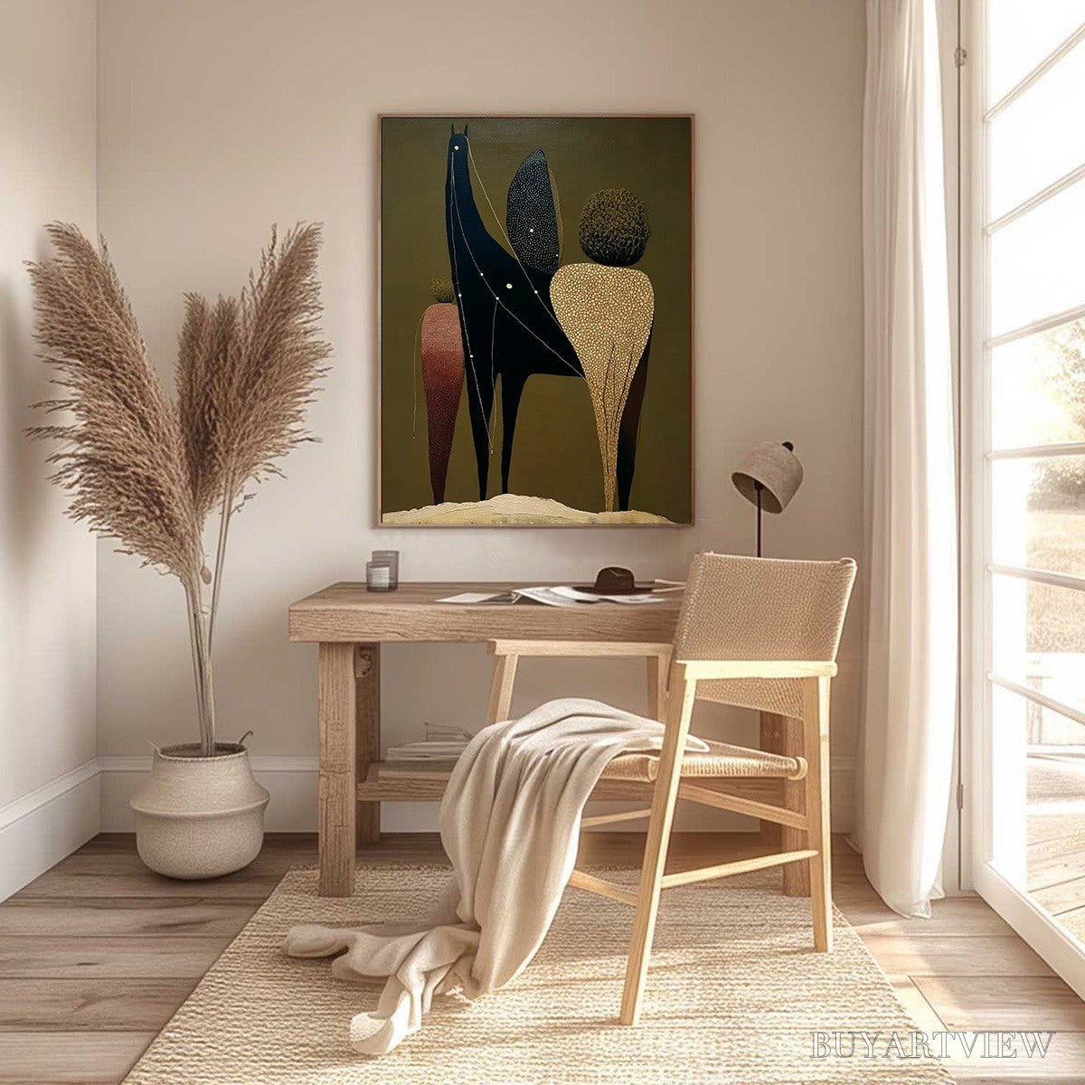 ARTOVITAS Celestial Caravan – Abstract Figurative Painting with Earthy Tones - image 6