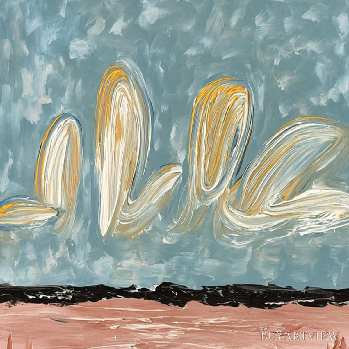 ARTOVITAS Whispers On the Water – Textured Abstract Vertical Landscape Painting - image 3