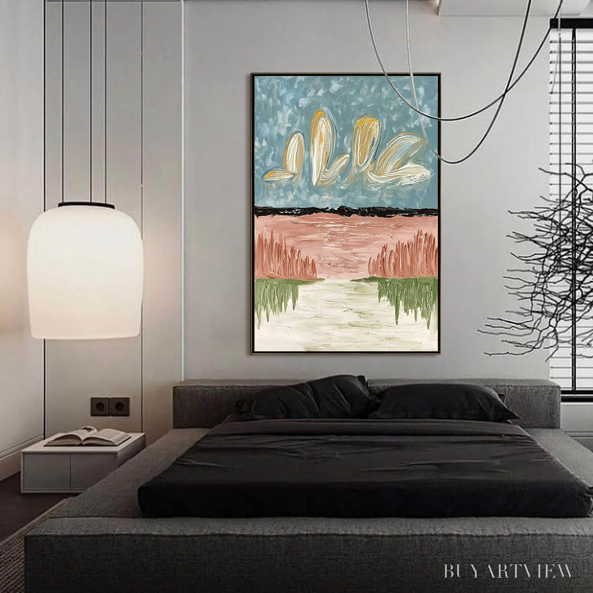 ARTOVITAS Whispers On the Water – Textured Abstract Vertical Landscape Painting - image 4
