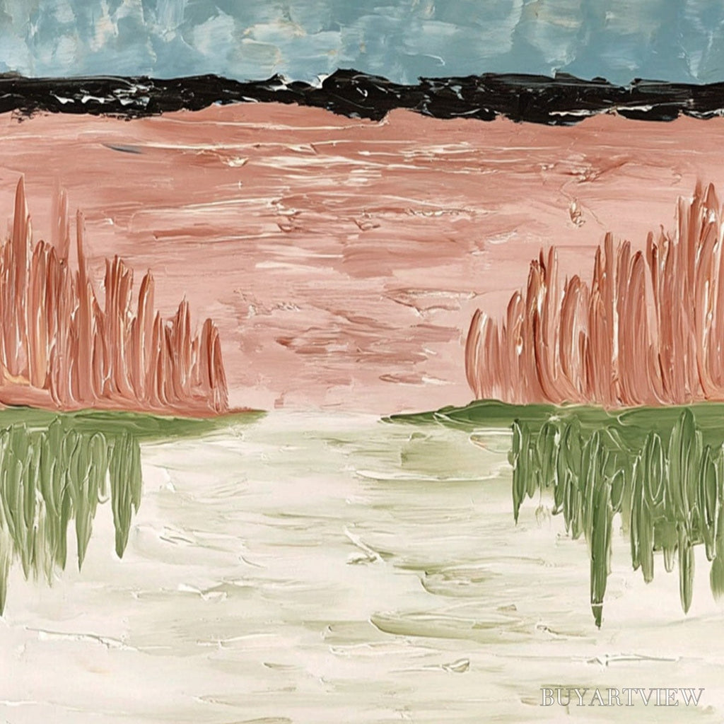ARTOVITAS Whispers On the Water – Textured Abstract Vertical Landscape Painting - image 5