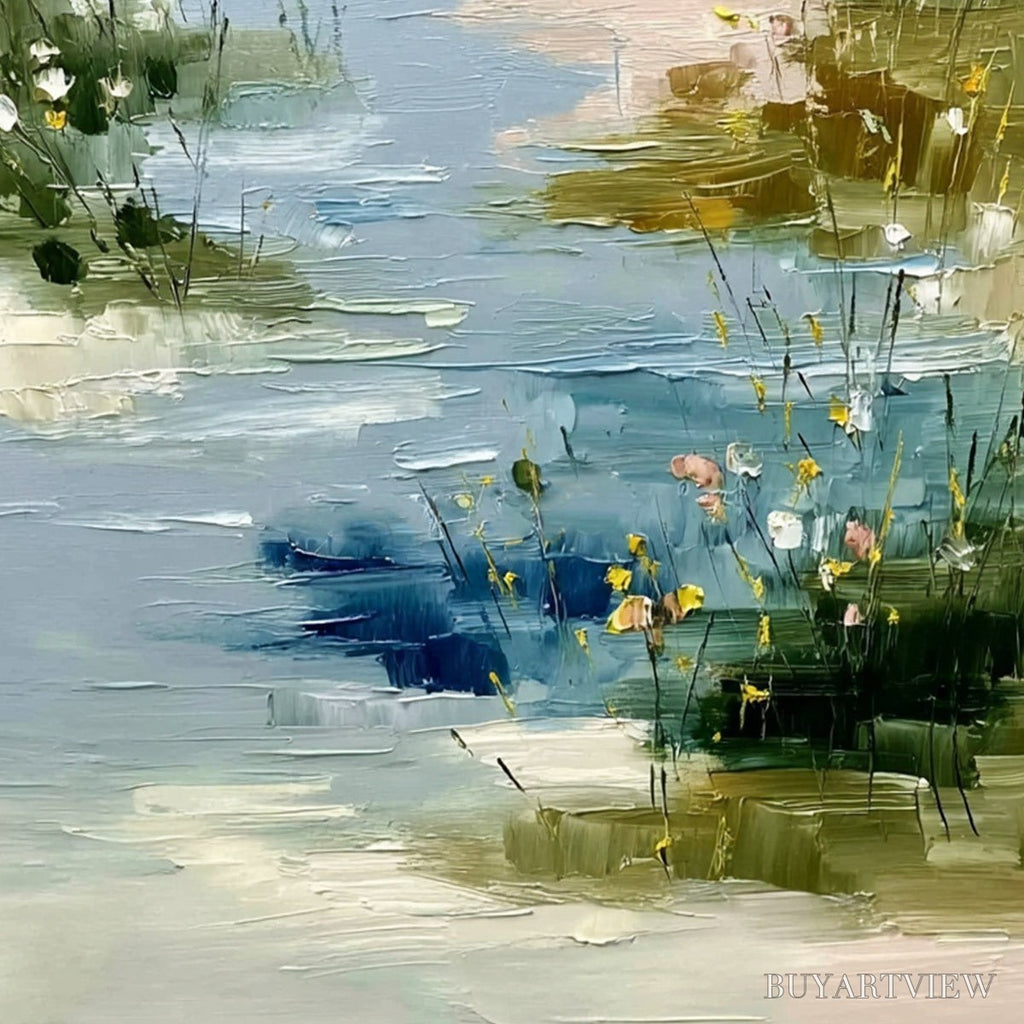 ARTOVITAS Whispers of the Marsh – Textured Wabi Sabi Style Vertical Landscape Painting - image 5