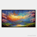 ARTOVITAS Celestial Embrace – Heavily Textured Impasto Landscape Painting of a Vibrant Sunset - image 1