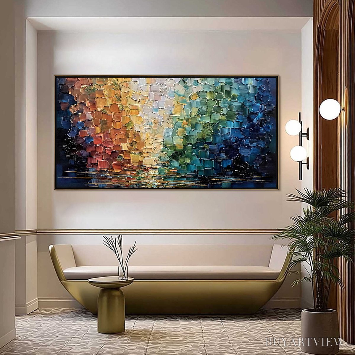 ARTOVITAS Chromatic Reflections – Heavy Texture Abstract Palette Knife Oil Painting - image 2