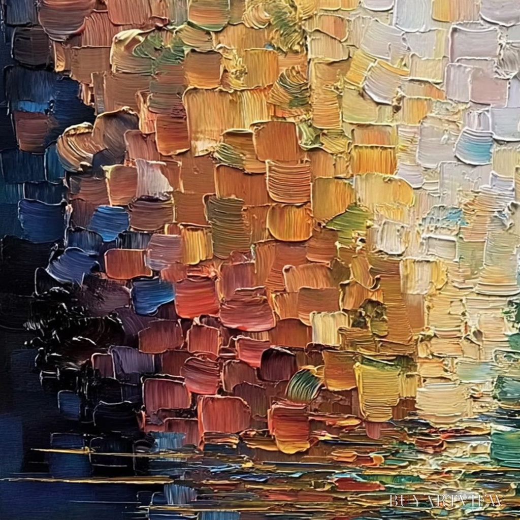 ARTOVITAS Chromatic Reflections – Heavy Texture Abstract Palette Knife Oil Painting - image 3