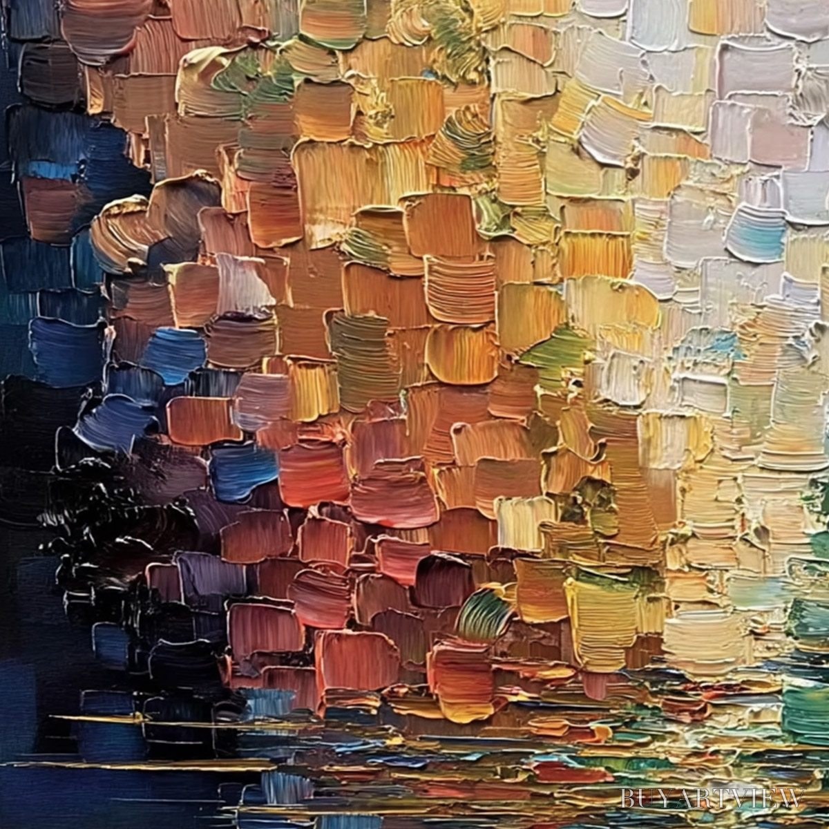 ARTOVITAS Chromatic Reflections – Heavy Texture Abstract Palette Knife Oil Painting - image 3