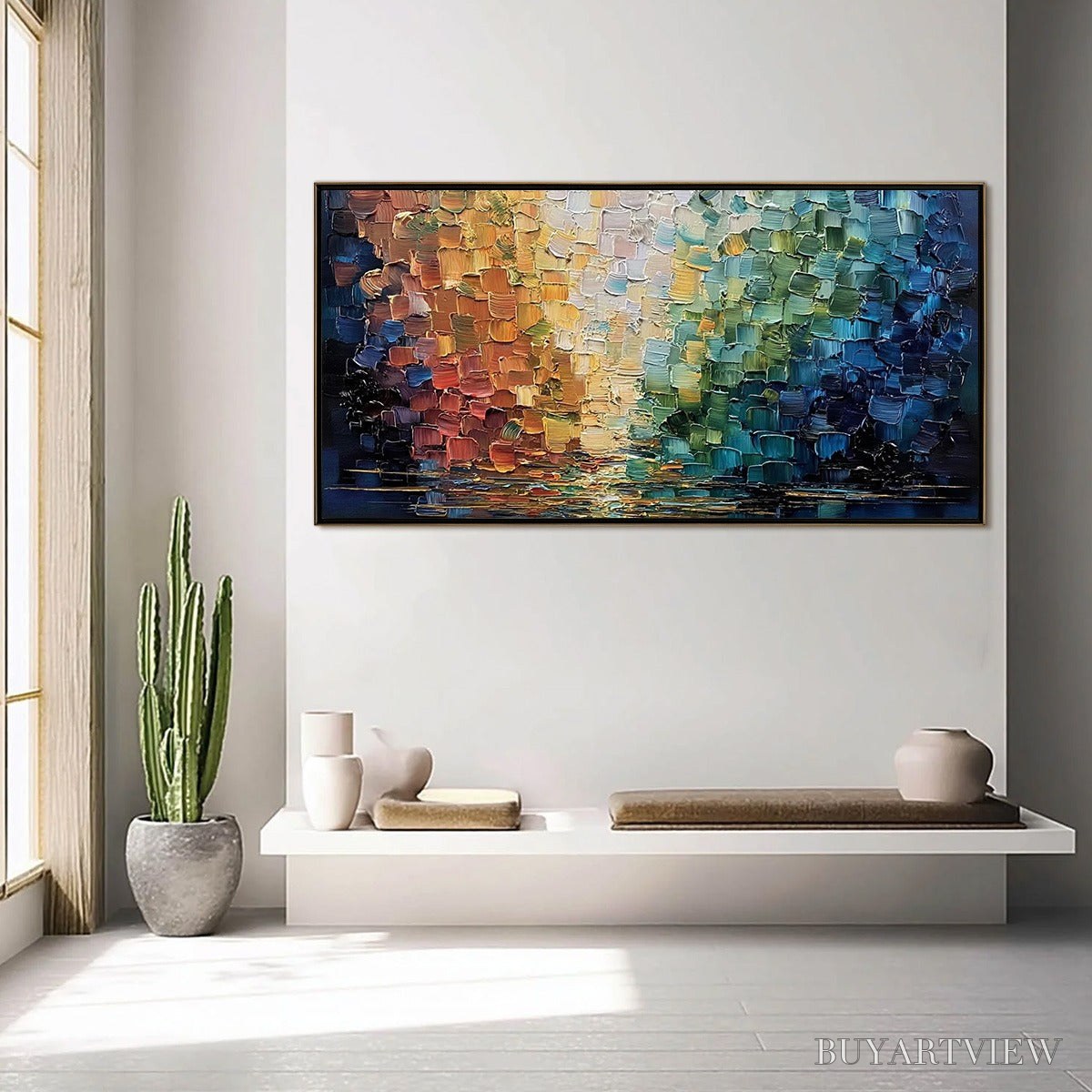 ARTOVITAS Chromatic Reflections – Heavy Texture Abstract Palette Knife Oil Painting - image 4