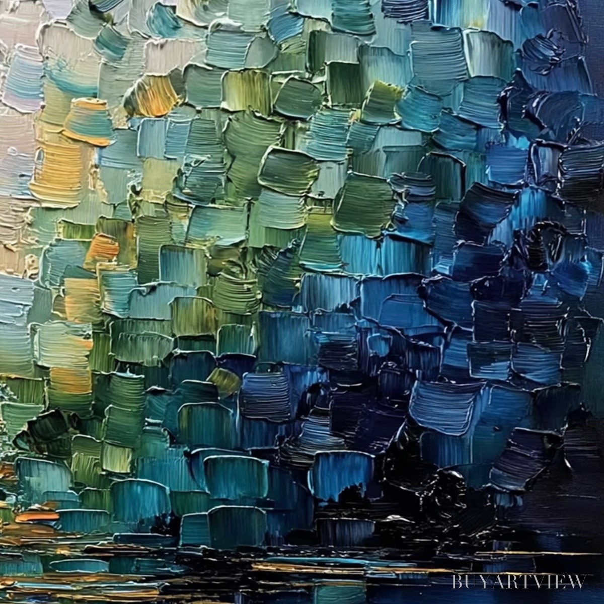 ARTOVITAS Chromatic Reflections – Heavy Texture Abstract Palette Knife Oil Painting - image 5