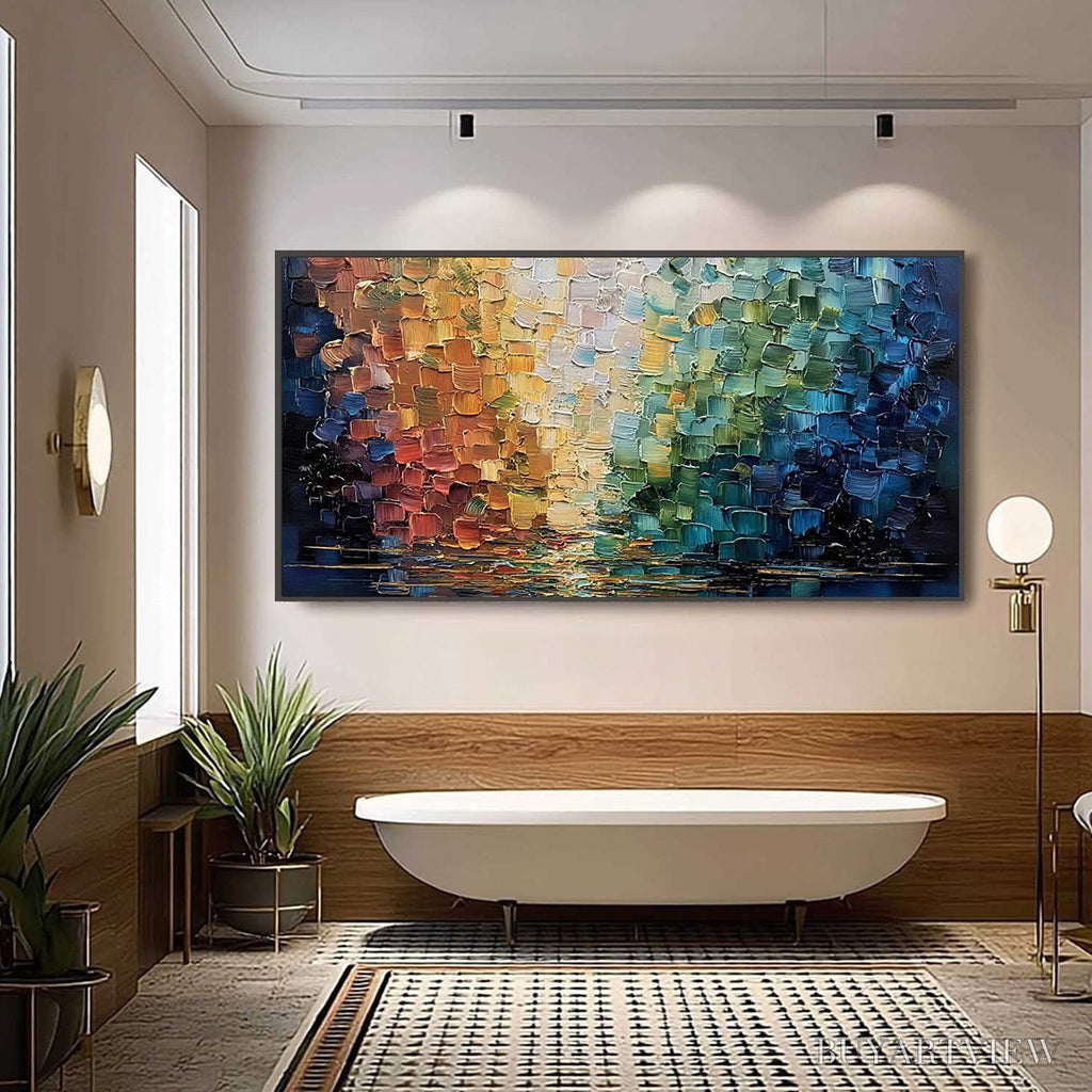 ARTOVITAS Chromatic Reflections – Heavy Texture Abstract Palette Knife Oil Painting - image 6