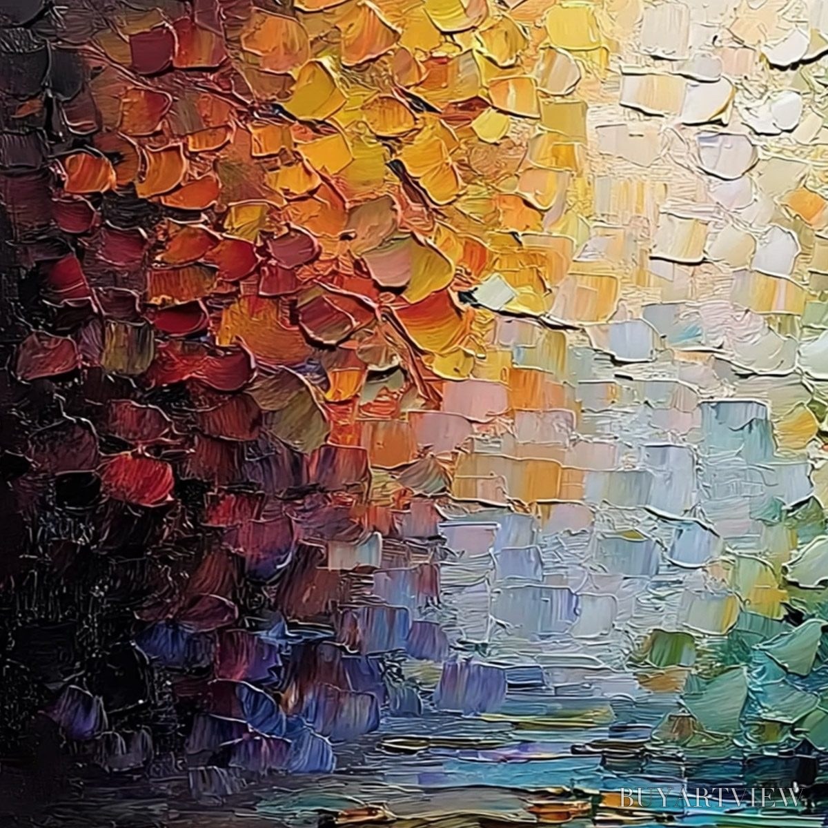 ARTOVITAS Chromatic Horizon – Large Textured Abstract Impasto Oil Painting - image 3