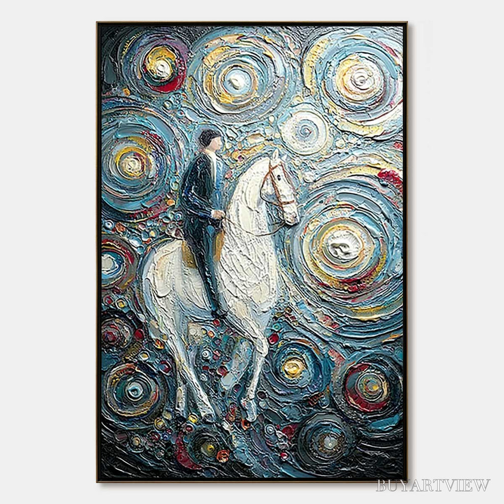ARTOVITAS Celestial Journey – Textured Impasto Painting of a Rider - image 1