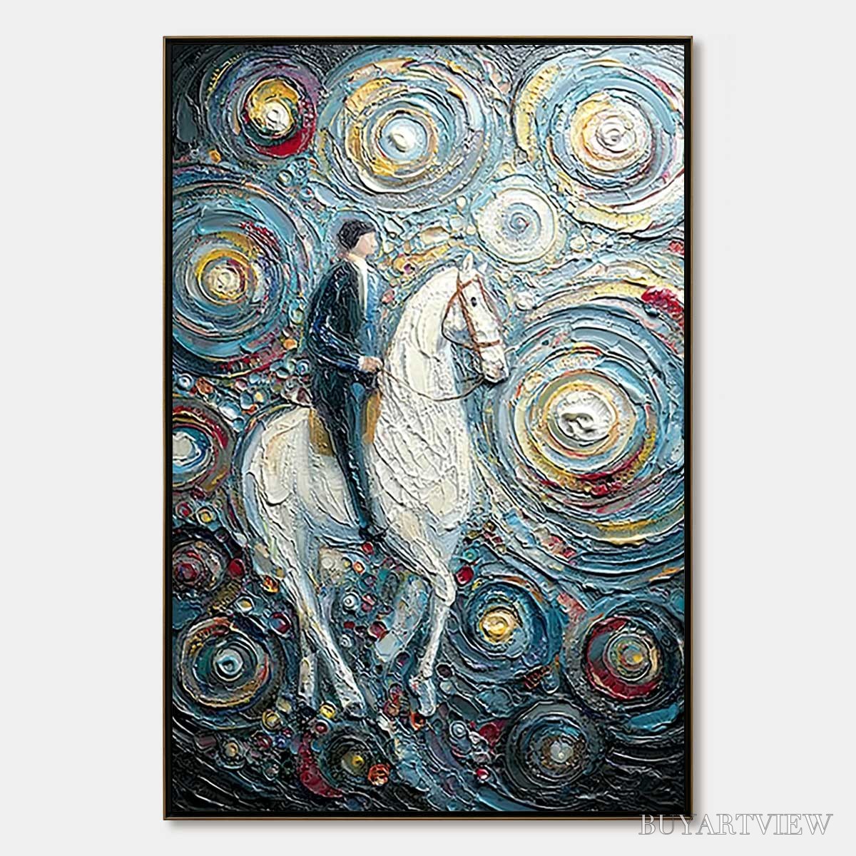 ARTOVITAS Celestial Journey – Textured Impasto Painting of a Rider - image 1
