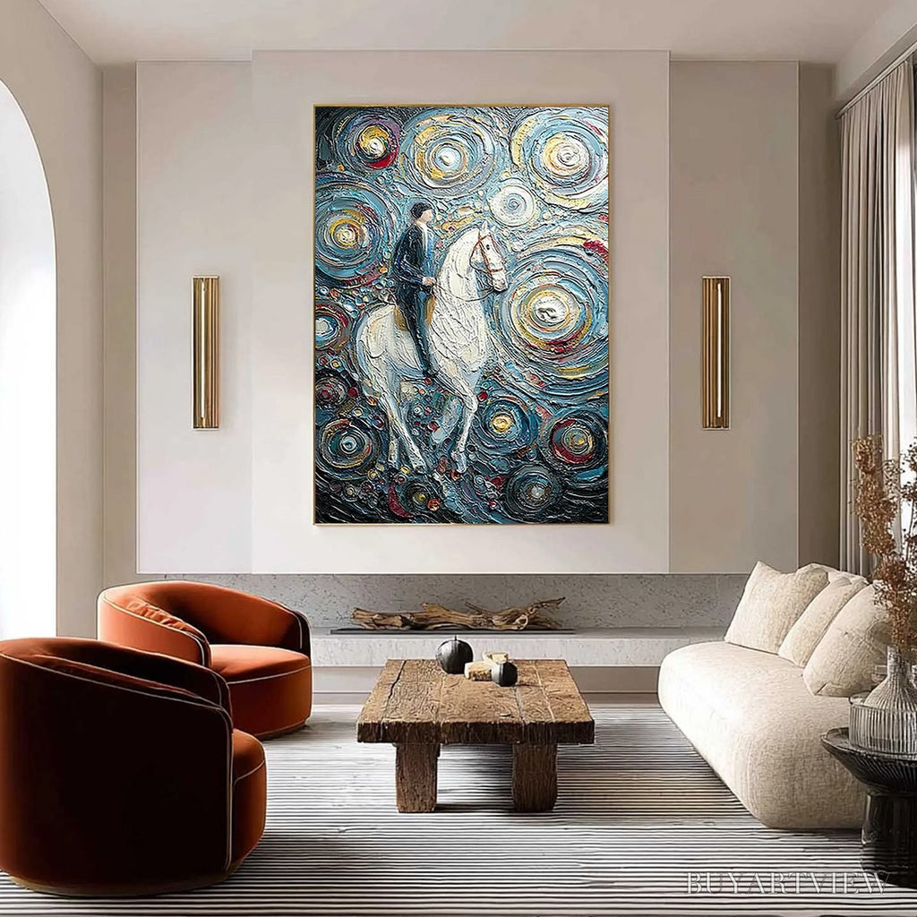 ARTOVITAS Celestial Journey – Textured Impasto Painting of a Rider - image 2