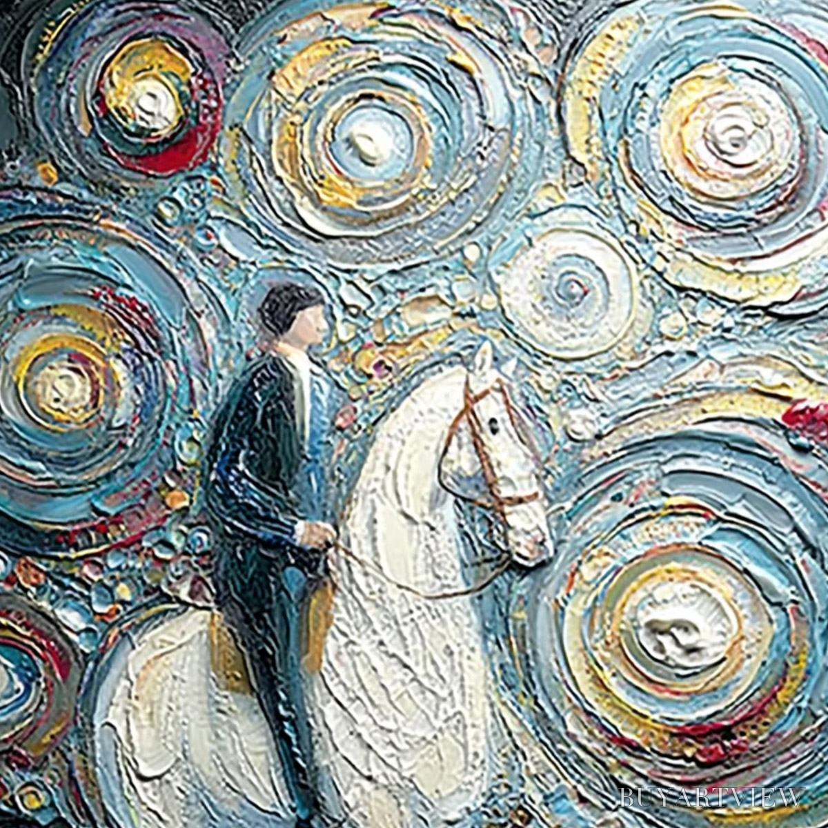 ARTOVITAS Celestial Journey – Textured Impasto Painting of a Rider - image 3