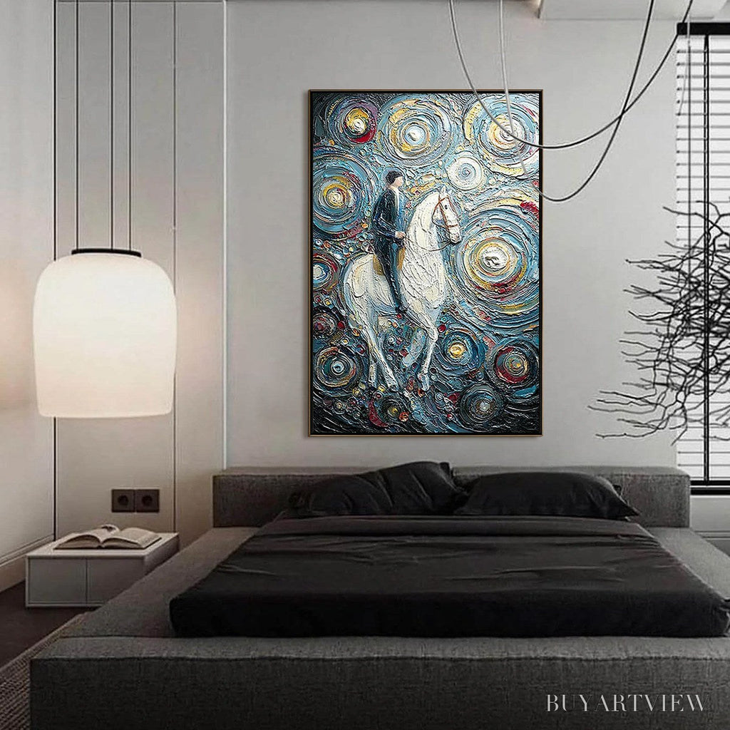 ARTOVITAS Celestial Journey – Textured Impasto Painting of a Rider - image 4