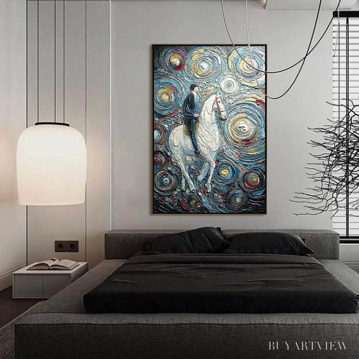 ARTOVITAS Celestial Journey – Textured Impasto Painting of a Rider - image 4