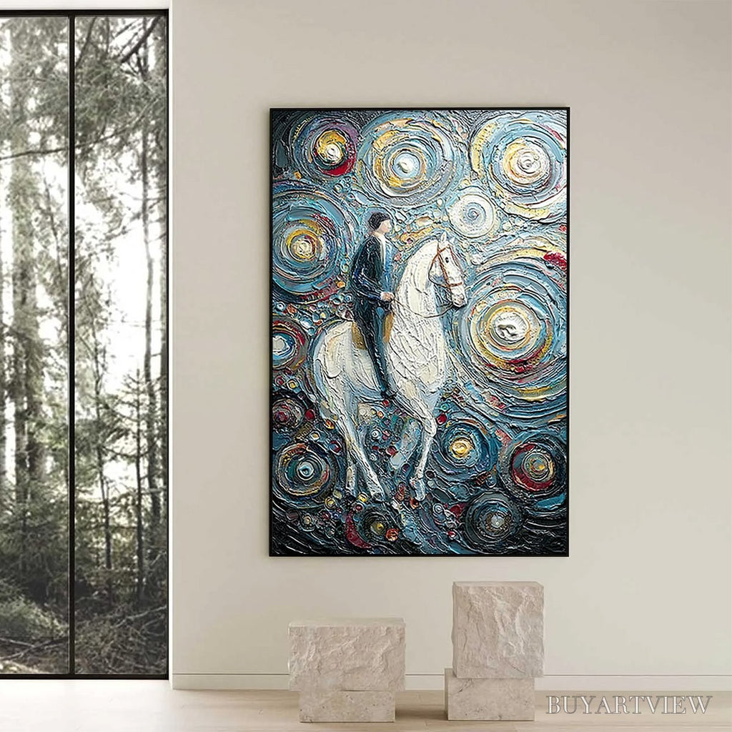 ARTOVITAS Celestial Journey – Textured Impasto Painting of a Rider - image 6