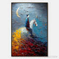 ARTOVITAS Lunar Journey – Textured Figurative Painting of a Rider Under the Moon - image 1