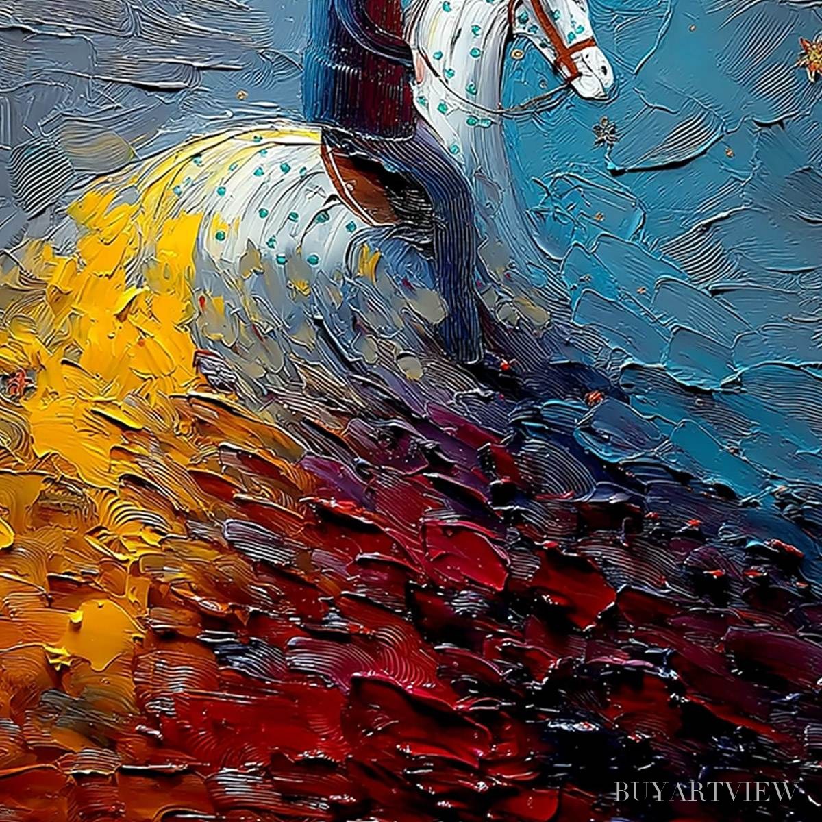 ARTOVITAS Lunar Journey – Textured Figurative Painting of a Rider Under the Moon - image 5