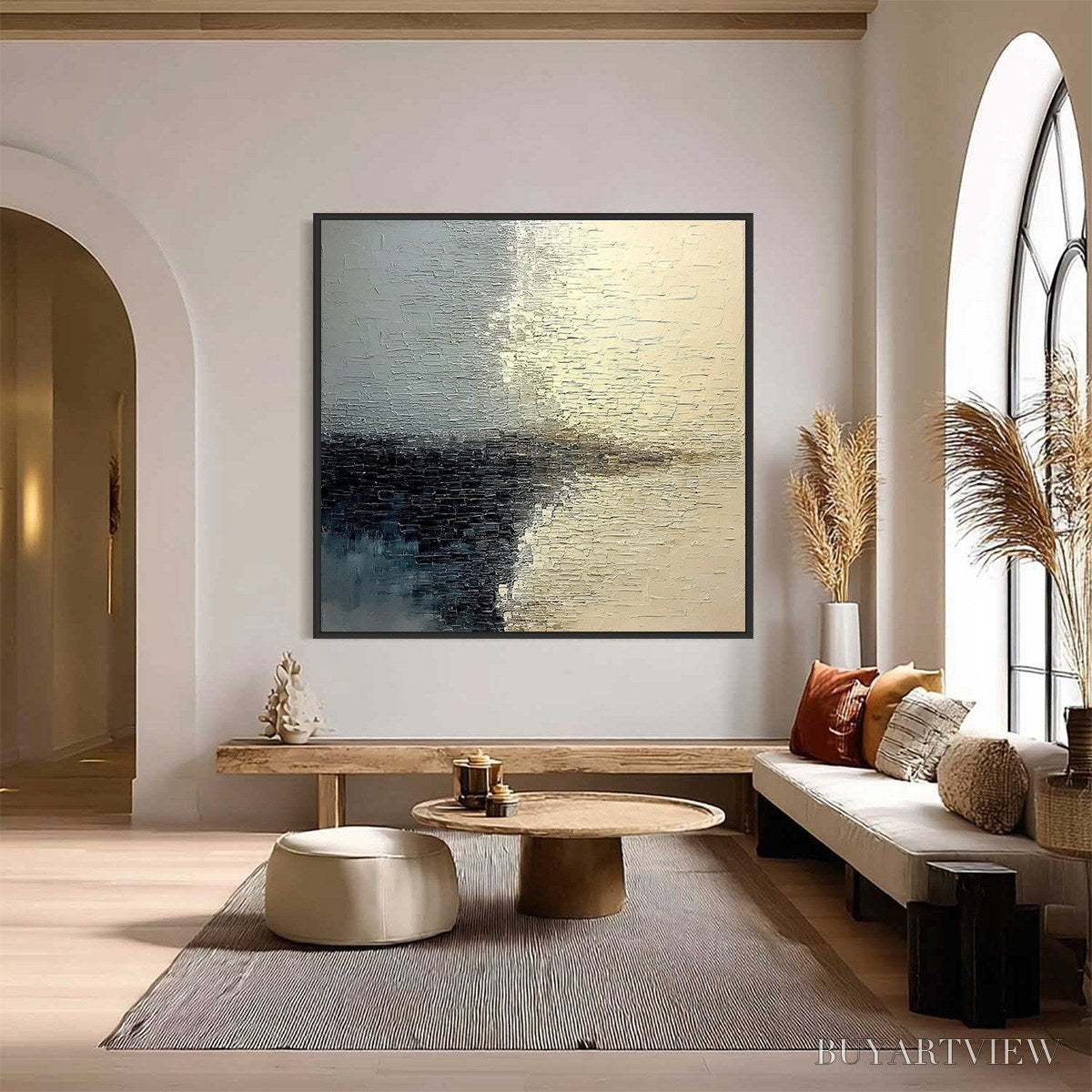 ARTOVITAS Stonehaven – Large Square Wabi Sabi Textured Abstract Painting - image 2