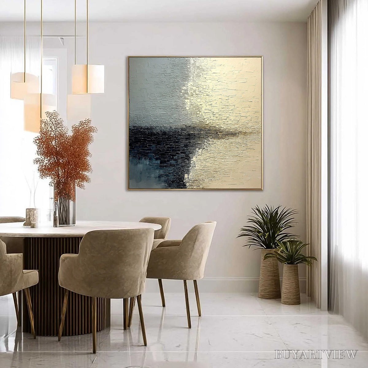 ARTOVITAS Stonehaven – Large Square Wabi Sabi Textured Abstract Painting - image 4