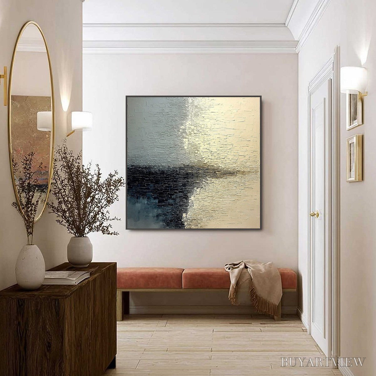 ARTOVITAS Stonehaven – Large Square Wabi Sabi Textured Abstract Painting - image 6