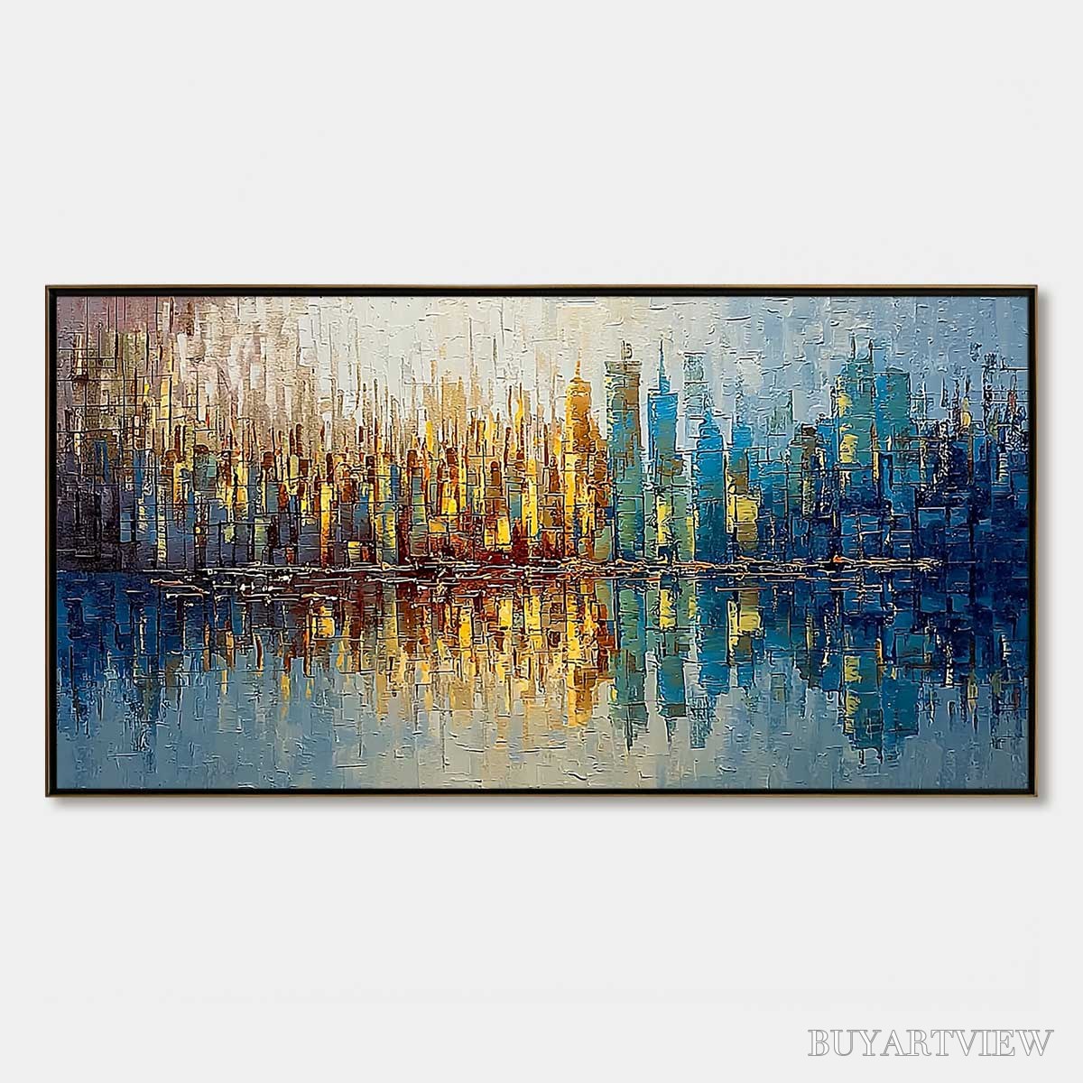 ARTOVITAS Urban Twilight – Textured Palette Knife Abstract Cityscape Painting - image 1