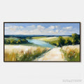 ARTOVITAS Golden Meadow Path – Textured Impasto Landscape Painting of a Countryside River - image 1