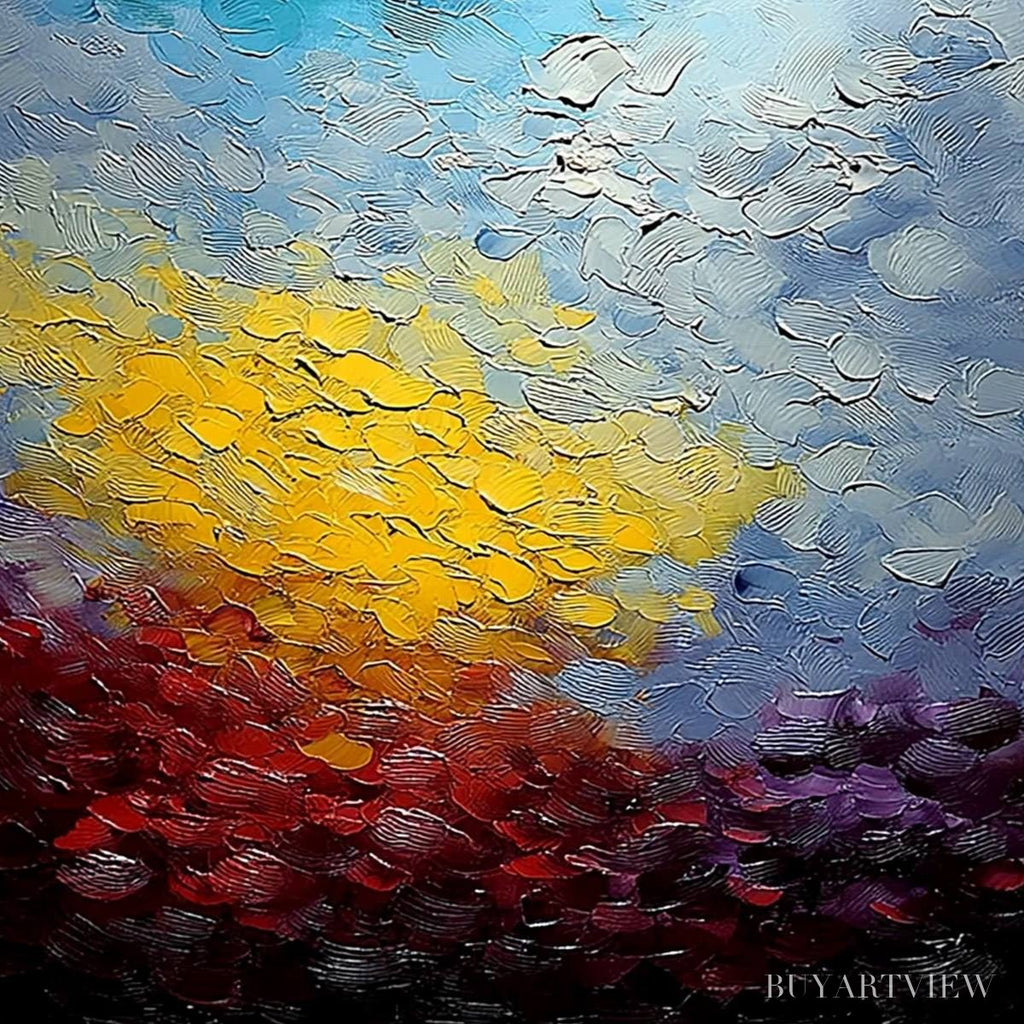 ARTOVITAS Chromatic Horizon – Vertical Textured Abstract Landscape Oil Painting - image 5