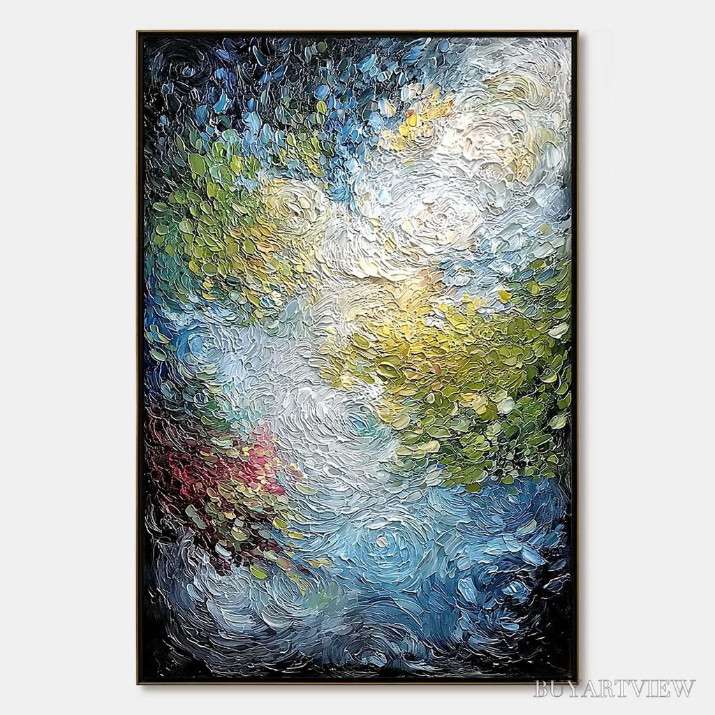 ARTOVITAS Celestial Pond – Heavily Textured Abstract Impasto Oil Painting - image 1