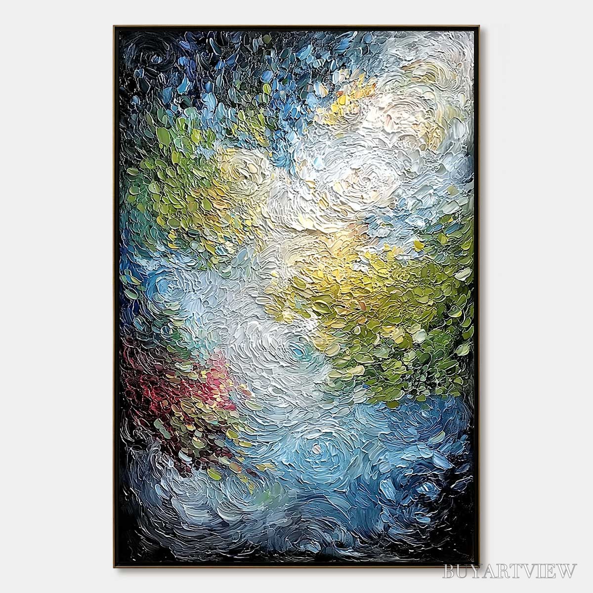 ARTOVITAS Celestial Pond – Heavily Textured Abstract Impasto Oil Painting - image 1