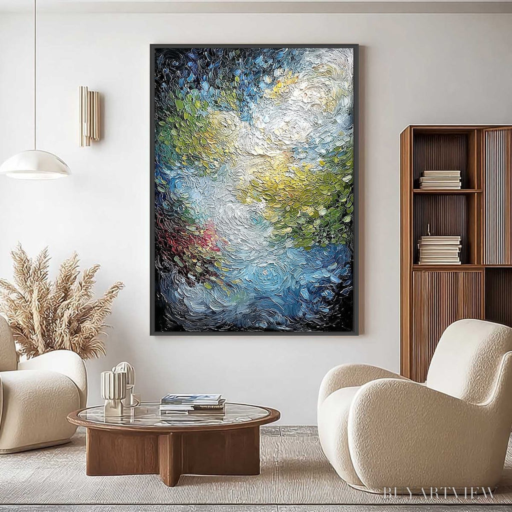 ARTOVITAS Celestial Pond – Heavily Textured Abstract Impasto Oil Painting - image 2