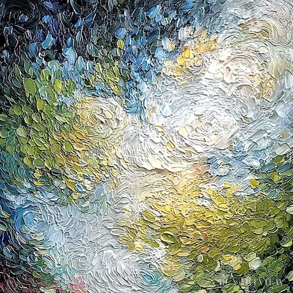 ARTOVITAS Celestial Pond – Heavily Textured Abstract Impasto Oil Painting - image 3