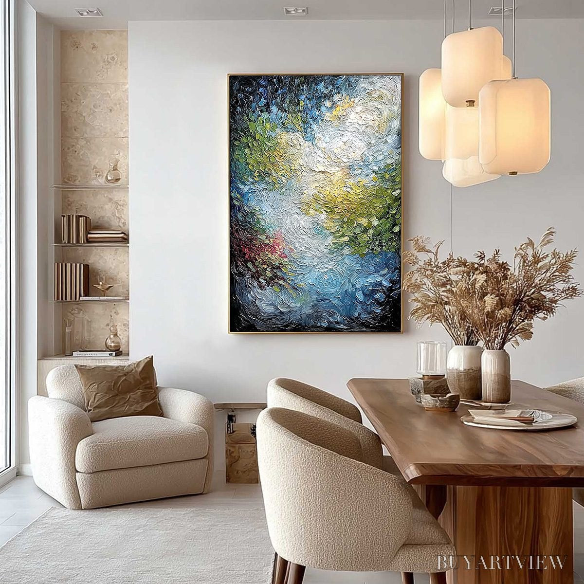 ARTOVITAS Celestial Pond – Heavily Textured Abstract Impasto Oil Painting - image 4