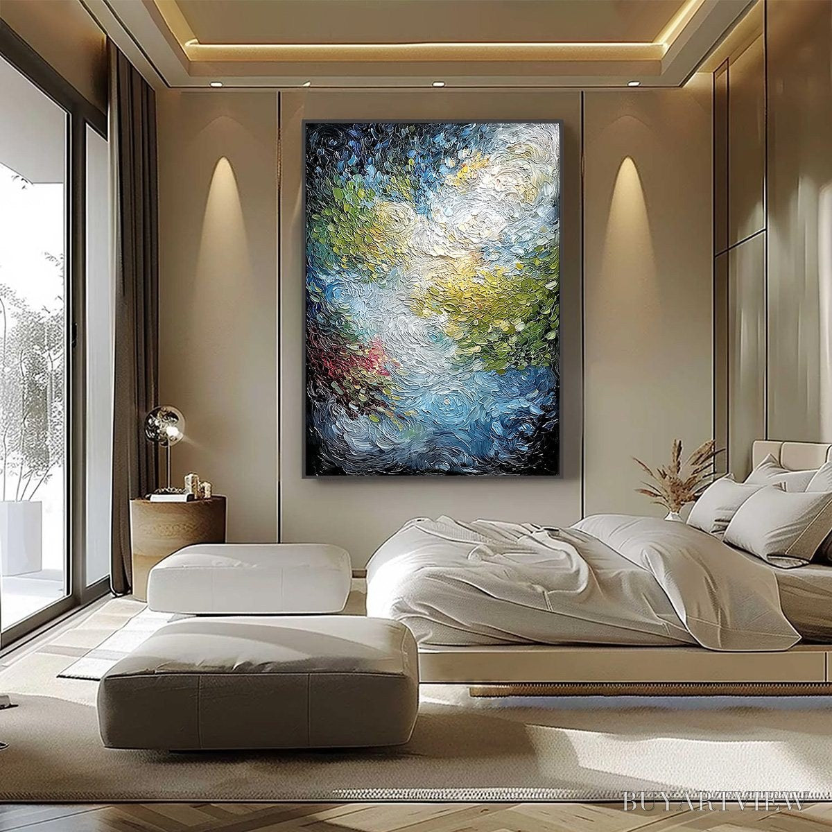 ARTOVITAS Celestial Pond – Heavily Textured Abstract Impasto Oil Painting - image 6